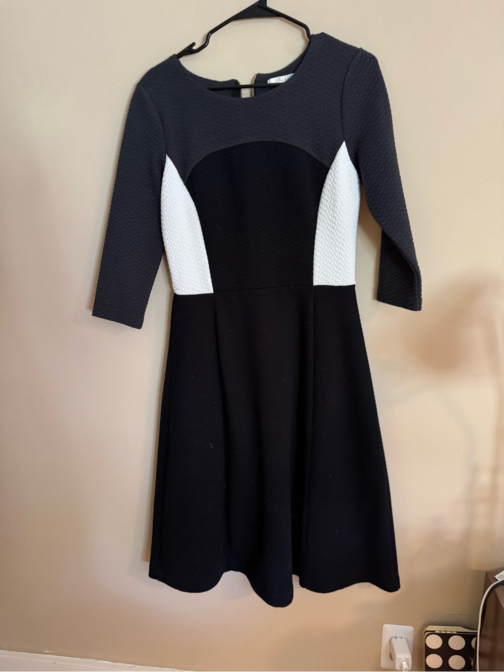 Boden Black, Grey and White Fit-and-Flare Dress, Size 8
